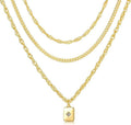 YEEZII Layered Gold Necklaces for Women Trendy, 3 Pcs 14K Gold Plated Choker Paperclip Box Chain Necklace, Stackable Women's Gold Pendant Necklaces Jewelry Set