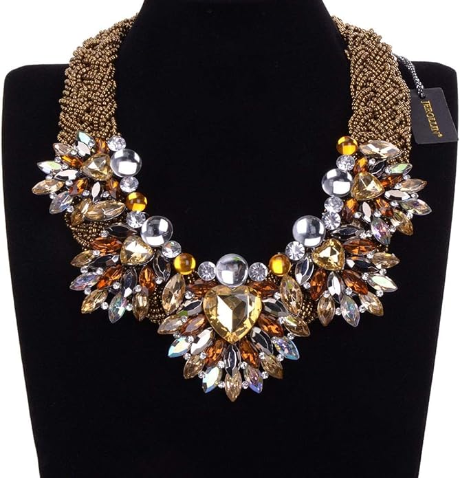 Jerollin Simulated Pearl Body Statement Necklace for Women, Fashion Collar Bib Necklaces Fashion Costume Jewelry Necklace…