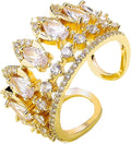 18K Gold Plated Rings for Women and Teen Girls Non Tarnish Cubic Zirconia Fidget Ring Butterfly/Snake/Mesh/Cross/Crown Knuckle Ring Open Adjustable Statement Stacking Chunky Rings
