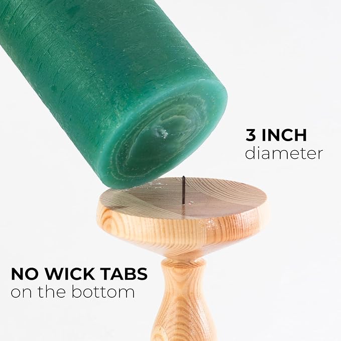 3x6 Inch Green Pillar Candles Set of 3 - Image 2