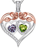 Iefil Valentines Day Gifts for Her - 925 Sterling Silver Rose Heart Necklaces for Women, Anniversary Birthday Gifts for Wife Girlfriend Mom