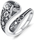 Spoon Ring for Women 925 Sterling Silver Hummingbird Ring Vintage Antique Spoon Rings Hummingbird Jewelry Adjustable Rings for Women