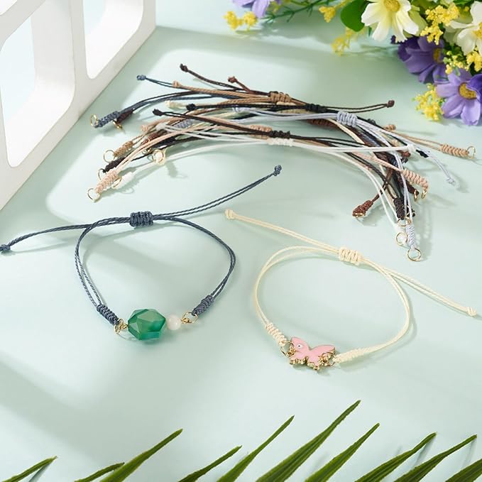 30Pcs Braided Adjustable Cord for Bracelet,Waxed Polyester Cord Adjustable Bracelet,Semi Finished Friendship Bracelet String,Knot Rope Handmade Braid String for Jewelry Making DIY Craft