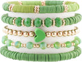 Heishi Beaded Stretch Bracelets for Women Stackable Polymer Clay Beads Bracelets Friendship Boho Summer Beach Bracelet Jewelry Set