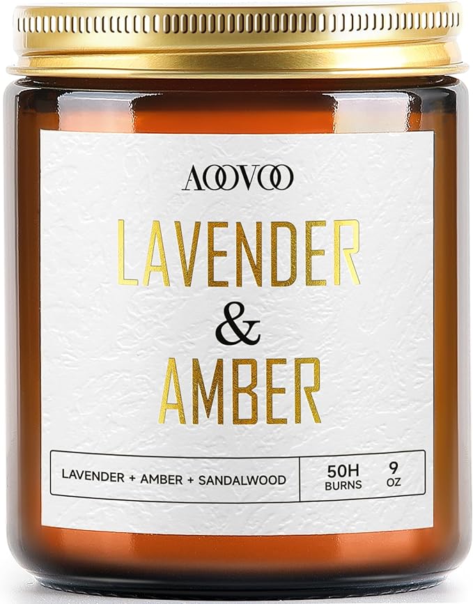 AOOVOO Lavender Amber Candles - 9 oz Scented Candles by AOOVOO