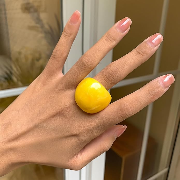 Colorful Chunky Acrylic Ring for Women,Vintage Statement Stackable Rings Candy Color Knuckle Finger Rings Y2K Fashion Classic Jewelry