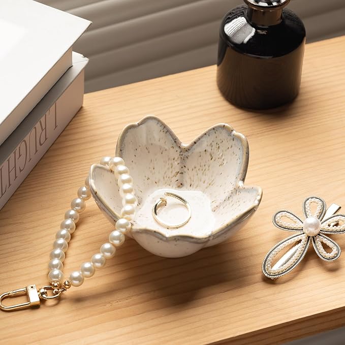 Floral Vanity Tray, Ceramic Jewelry Dish - Image 4