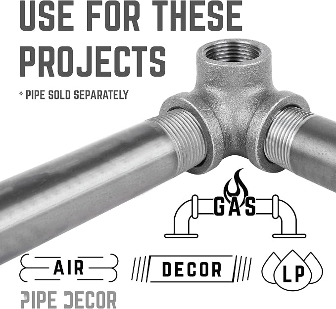 PIPE DECOR Side Outlet Elbow Fitting, 3/4 Inch, DIY Furniture, and Standard 3/4 - Image 2
