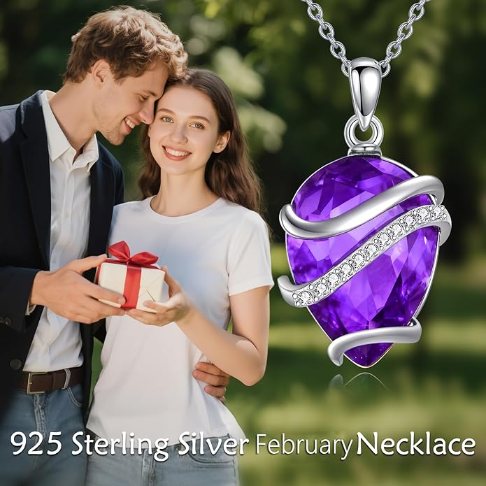 Birthstone Necklace for Women Sterling Silver Teardrop Pendant Necklace Birthday Jewelry Gift for Women