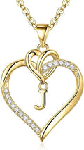 STORUP Valentines Gifts for Her Teen Girls - Heart Initial Necklaces for Women Girls, 14K-Gold-Plated CZ Initial A-Z Heart Necklaces for Teen Girl Jewelry Valentines Gifts for Women Mom Wife Sister