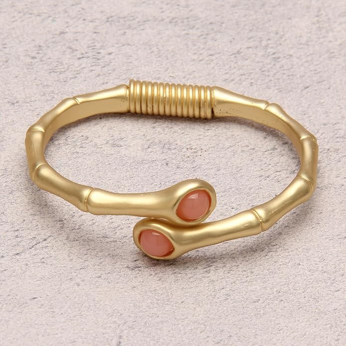 Gold Cuff Bracelet for Women Silver Beaded Bracelets Open Bangle Stackable Stretch Bead Bracelet Boho Jewelry Gifts for Wife Couple
