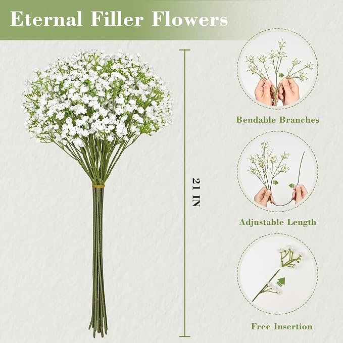 21Pcs Babys Breath Artificial Flowers, Baby Breath Flowers Artificial Bulk | - Image 9