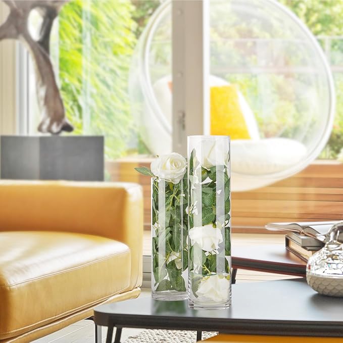 WGVI Quality Thick Weighted Clear Cylinder Glass Vases, Flower Arrangement - Image 6