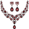 Hicarer Bridal Teardrop Cluster Crystal Jewelry Set for Women Necklace Earrings Wedding