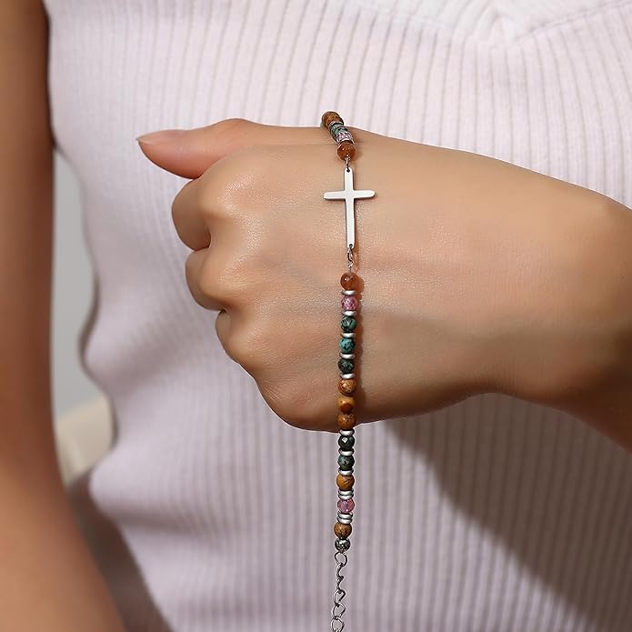 TONY & SANDY Christian Cross Bracelet for Women, Valentine's Day Gifts for Her, Confirmation Baptism Easter Gifts, Unique Gift for Friends Daughter Mom Sister in Christ Birthday Christmas