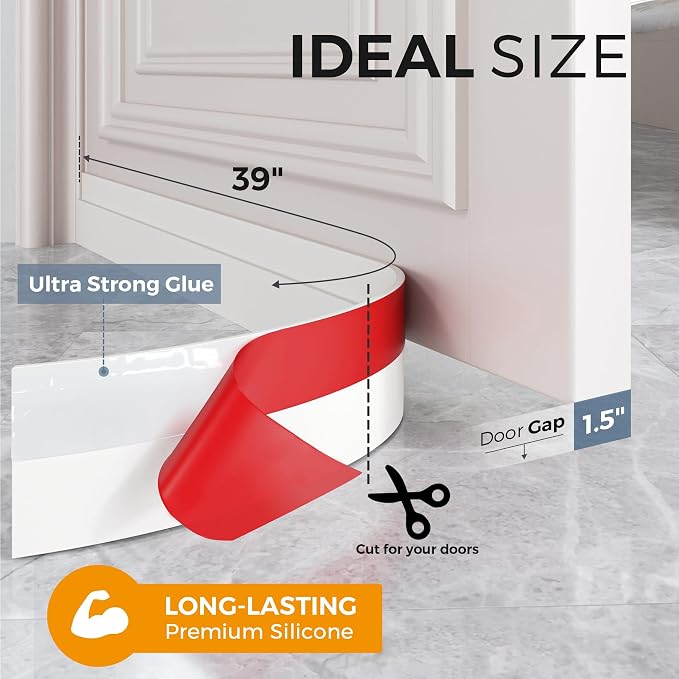 Grotheory 2 Pack Door Draft Stopper, Door Sweep, Weather Stripping Seal | - Image 4