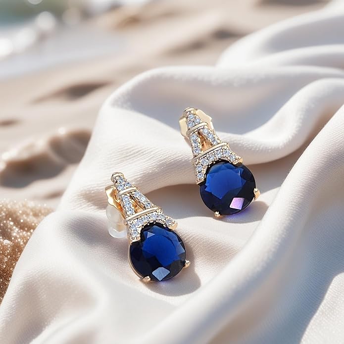 Alphabet Earring for Women, 18K Gold Plated Brass with Cubic Zirconia.