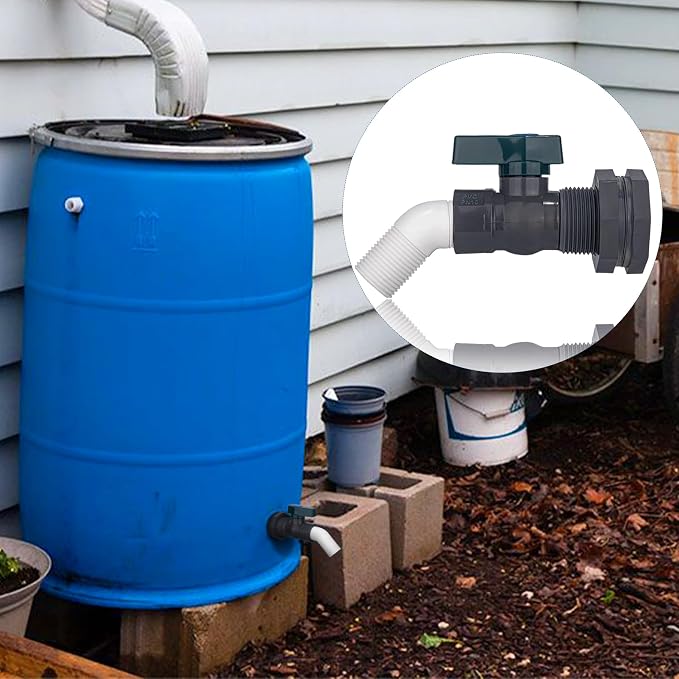 2 Pack PVC Rain Barrel 45°Elbow Spigot Kit, 3/4 Inch Rain Barrel Valve - Image 8