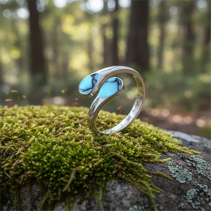 Rings for Women S925 Sterling Silver Moss Agate/Turquoise/Moonstone/Malachite Jewelry Rings Gift for Valentine Day