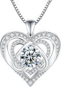 1-3 Carat Moissanite Necklace for Women, 925 Sterling Silver Heart Pendant Necklace Moissanite Diamond Necklace, Birthday Gift Anniversary Present for Wife, Girlfriend, Daughter, Mom