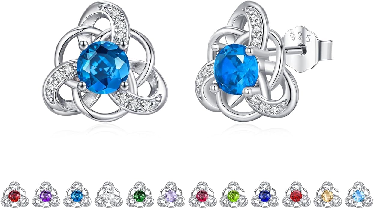 MEDWISE 925 Sterling Silver Birthstone Stud Earrings for Women Birthday Jewelry Gifts for Daughter Mother Women Valentines Day Gifts for Her