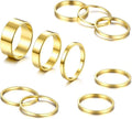 HAIAISO Silver Rings for Women Non Tarnish Stainless Steel Rings Set Dainty Gold Band Ring Stack Simple Stackable Thumb Pinky Ring for Multiple Size