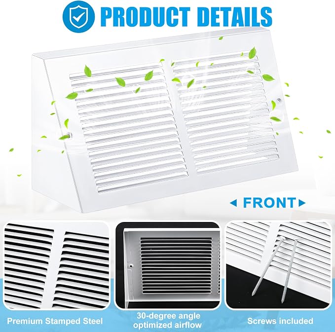 Honeydak 2 Pack Baseboard Register Vent Covers 12" x 6" Duct Opening - Image 3