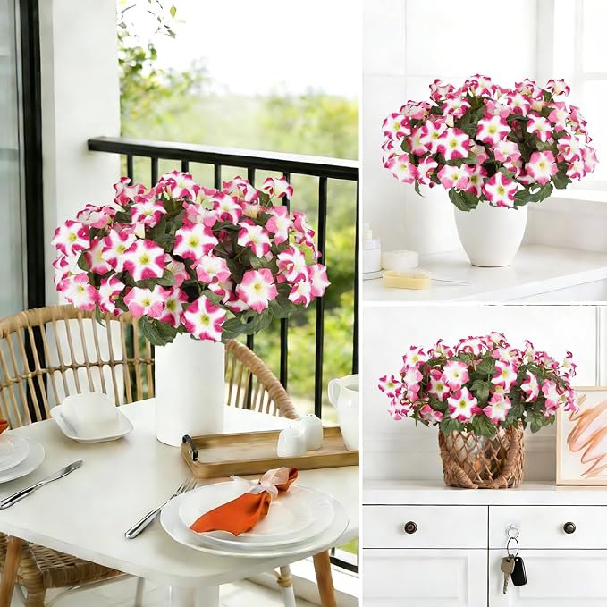 Artificial Flowers for Outdoors, Faux Petunias Spring Summer Decoration - Image 4