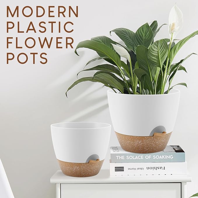 YNNICO Plant Pots 10/9/8/7.5/7 inch, Self Watering Planters - Image 6