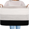 OIAHOMY Large Blanket Basket, 65L Cotton Rope Woven Laundry Basket, Toy Bin by MasterofSpaceOptimization