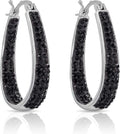 Savlano 14K White Gold Plated Inside Out Crystal Hoop Earrings For Women Comes With Savlano Gift Box