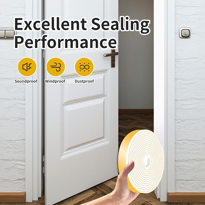 Door Weather Stripping, for Door and Window, 1 in x 1/4 in x 13Ft | Air - Image 5