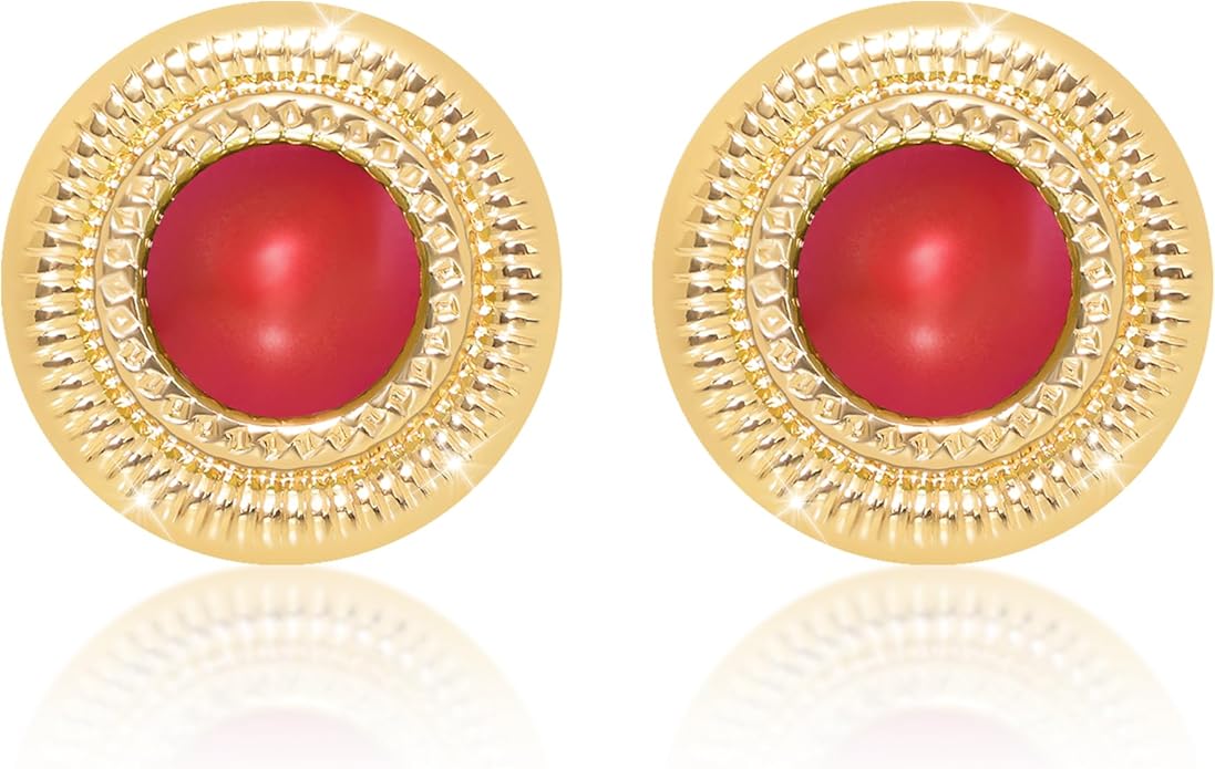 Faux Pearl Gold Plated Stud Earrings for Women, Hypoallergenic Stainless Steel Ear Pin, Available in a Variety of Pearl Colors