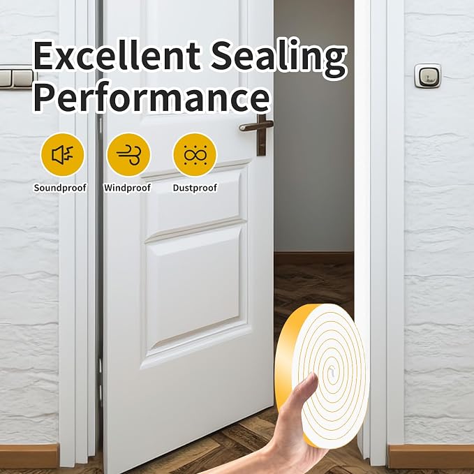 Door Seal Strip, High Density CR Insulation Tape, 1/2 in x 1/2 in x 26Ft | - Image 5