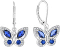 Starchenie Butterfly Earrings for Women 925 Sterling Silver Leverback Earrings Birthstone Butterfly Jewelry Gifts