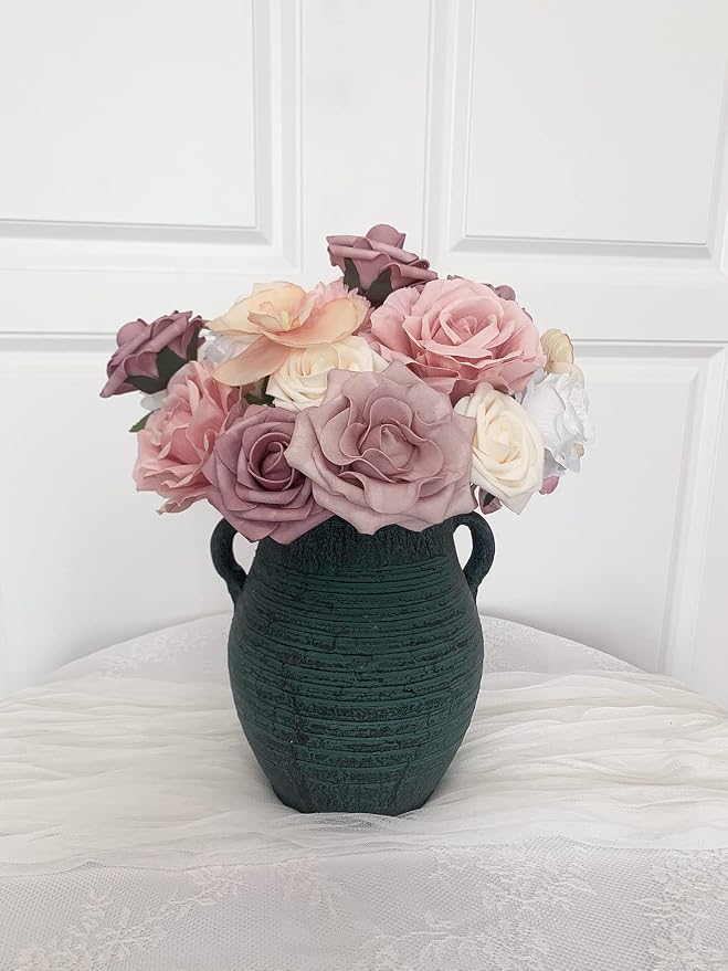 FACINOC Roses Artificial Flowers Pink Bouquet Dusty Fake Flower Box Set | DIY - Image 4