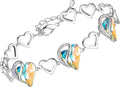 Leafael Infinity Love Heart Link Bracelets, Birthstone or Healing Stone Crystal Bracelet for Women, Silver Tone Jewelry Gifts for Her, 7-inch Chain and 2-inch Extender