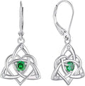 Starchenie Celtic Knot Dangle Earrings Sterling Silver Trinity Love Knot Leverback Earrings Gemstones Jewelry for Women