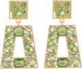 Rhinestone Rectangle Statement Earrings Colorful Crystal Geometric Drop Dangle Earrings for Women Prom Party
