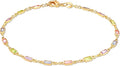 Barzel 18K Gold Plated Gold and Multi Color Crystal Baguette Anklet