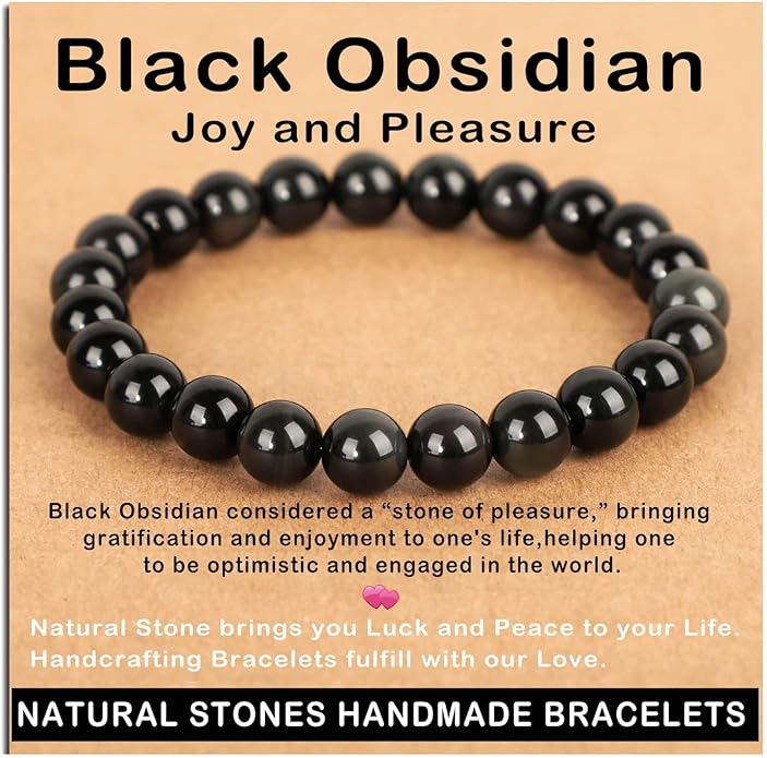 AD Beads Handmade Gemstone Stretch Elastic Bracelet Crystal Healing Reiki Nature's Beauty and Spiritual Essence Unisex