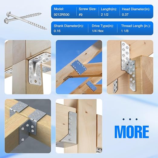 Mech.Galv.#9 x 2-1/2" Joist Hanger Screws-500 Qty, 9212R500 Hurricane Screws | - Image 6