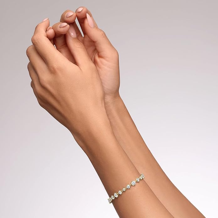 EcoGems Lab Grown Gemstone & Moissanite Bracelets – 14K/18K White or Yellow Gold Plated Sterling Silver – D Color VVS/VS Clarity – Elegant Sustainable Jewelry Gift with Gift Box