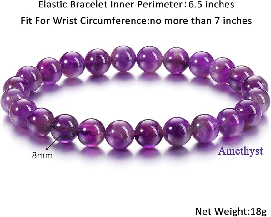 Jovivi Crystal Bracelets for Women Men - 8mm Handmade Natural Semi Precious Gemstone Beaded Bracelets, Round Stone Beads Stretch Bracelet, Healing Yoga Bracelets Jewelry Gifts