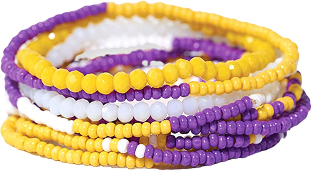 INK + ALLOY Game Day Bracelet Stacks, Beaded Bracelets for Football Gameday Outfits, Handmade Jewelry for College Students, Teachers, Football Moms, Set of 10