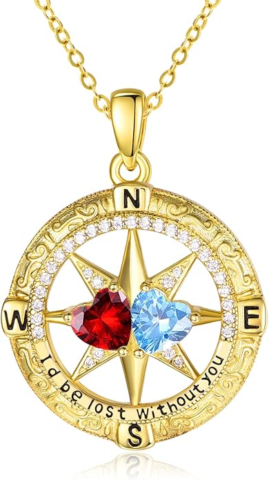 Valentine's Day Gifts for Wife 925 Sterling Silver Double Birthstone Pendant Necklaces I Love You for Always and Forever Necklace Anniversary Birthday Gifts for Wife Girlfriend Mom Her