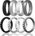 Egnaro Women's Bridal Rings Sets, Inner Arc Ergonomic Breathable Design Silicone Rubber Wedding Bands