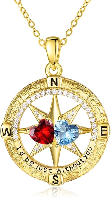 Valentine's Day Gifts for Wife 925 Sterling Silver Double Birthstone Pendant Necklaces I Love You for Always and Forever Necklace Anniversary Birthday Gifts for Wife Girlfriend Mom Her