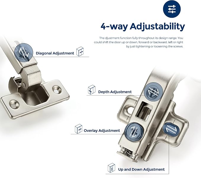 Ravinte Kitchen Cabinet Hinges, 135 Degree Door Hinges, 2 Pairs 4 Pack | - Image 7