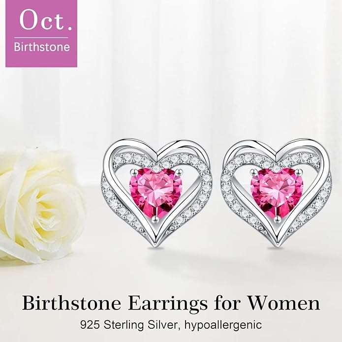Iefil Valentine Day Gifts for Her - 925 Sterling Silver Heart Stud Earrings Birthday Gifts for Women